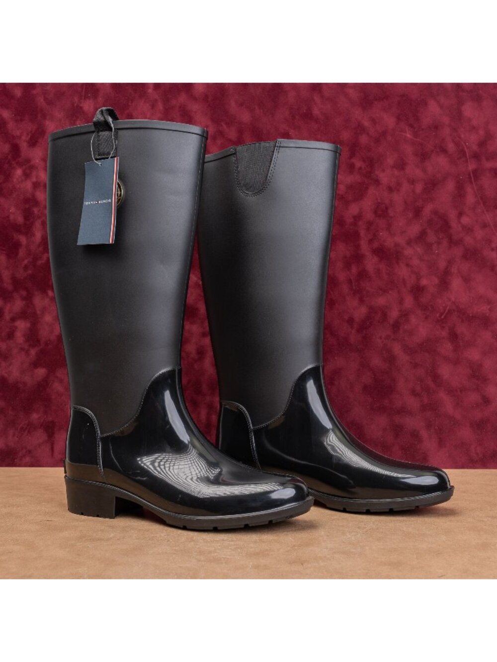Tommy Hilfiger Wmn Festival Wide Calf Farm Riding Wellie Rubber Rain Boots sz 9